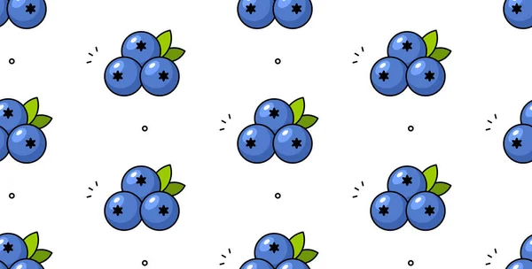 Blueberry Sem Costura Padrão Ilustração Desenhada Mão Vetorial — Vetor de Stock