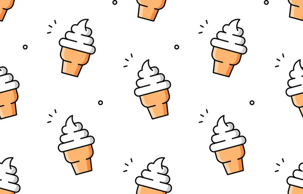Ice Cream Seamless Pattern Vector Hand Drawn Illustration — Stock Vector