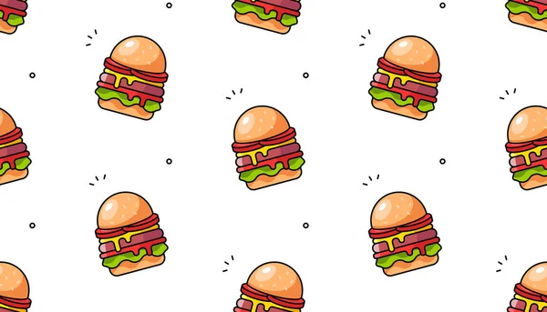 Гамбургер Бесшовный Рисунок Векторная Иллюстрация — стоковый вектор