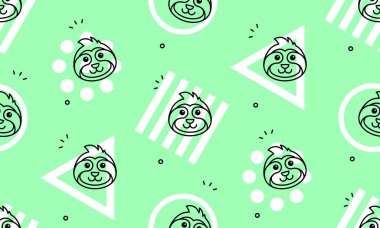 Tembel hayvanlarla kusursuz bir düzen. Simge tasarımı. Şablon ögeleri