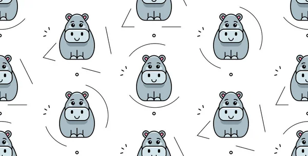 Nahtloses Muster Mit Flusspferden Symboldesign Vorlagenelemente — Stockvektor