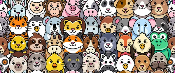 Padrão Sem Costura Com Ícones Animais Conjunto Ícones Animais Design —  Vetores de Stock