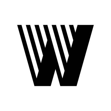 W harfi logosu. Logo tasarımı. Şablon elementleri Geometrik soyut logo