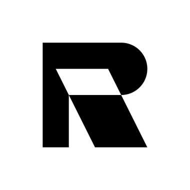 R harfi logosu. Logo tasarımı. Şablon elementleri Geometrik soyut logo