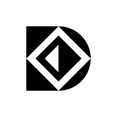 D harfi logosu. Logo tasarımı. Şablon elementleri Geometrik soyut logo