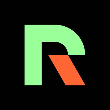 R harfi logosu. Logo tasarımı. Şablon elementleri Geometrik soyut logo