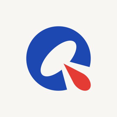 Q harfi logosu. Logo tasarımı. Şablon elementleri Geometrik soyut logo