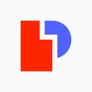 P harfi logosu. Logo tasarımı. Şablon elementleri Geometrik soyut logo