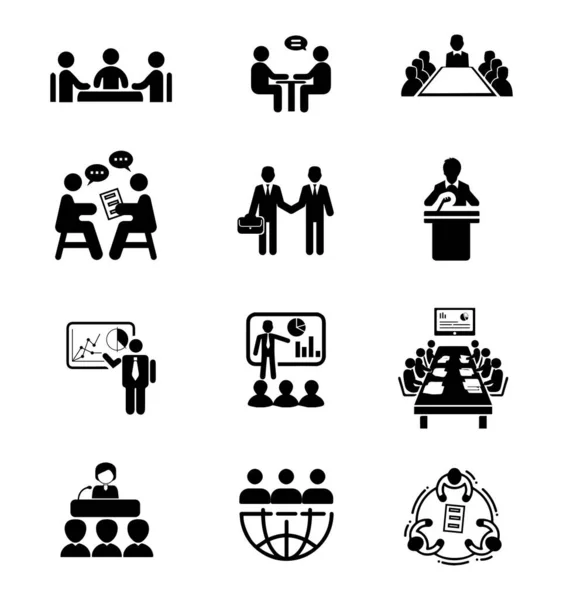 Vector Conference Business Global Online Meeting Icons Management Finance Human Stock Vector