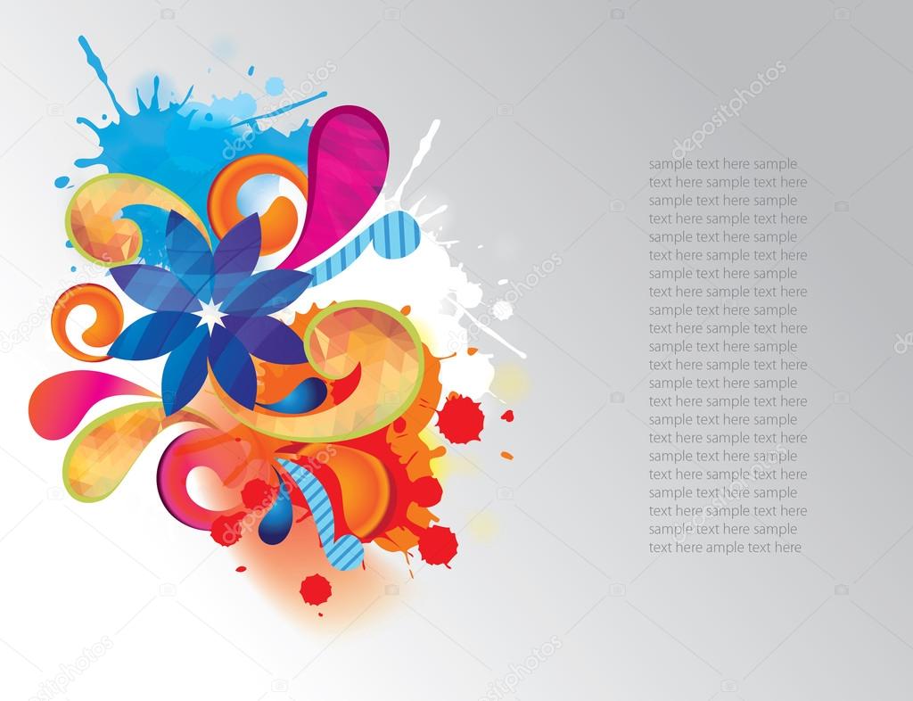 Watercolor vector background with flowers and Abstract floral elements