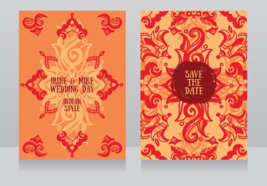 Elle çizilmiş süsleme ile güzel düğün davetiyeleri