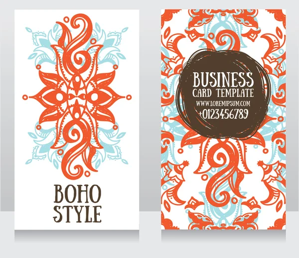 Dos cartas con precioso adorno en estilo boho — Vector de stock