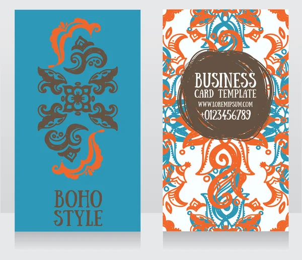 Deux cartes avec un bel ornement dans le style boho — Image vectorielle