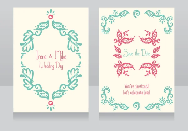 Deux belles invitations de mariage — Image vectorielle