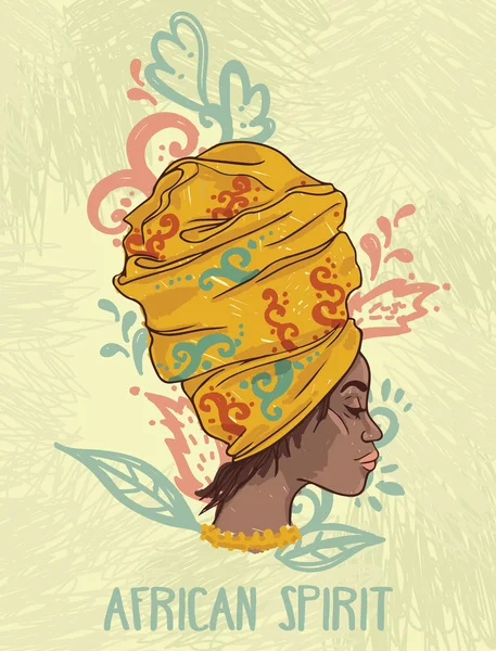 Hermosa mujer afroamericana en estilo dibujado a mano — Vector de stock