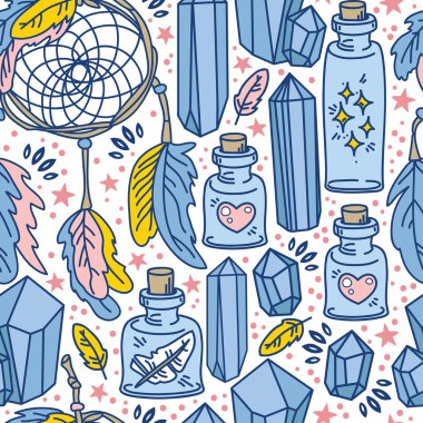 Rüya yakalayıcı ve cam şişe ile Seamless Modeli