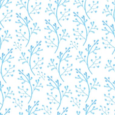 Güzel sorunsuz suluboya çiçek süsleme, mavi dal