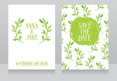 güzel düğün tasarım elle çizilmiş suluboya süsleme ile