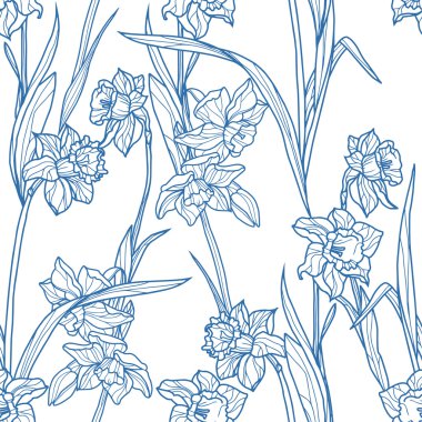 Güzel nergis çiçekleri ile Seamless Modeli