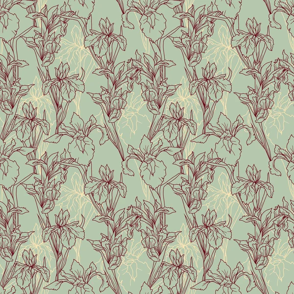 Güzel süsen çiçekler ile Seamless Modeli