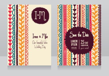 İki davetiye boho stil için düğün