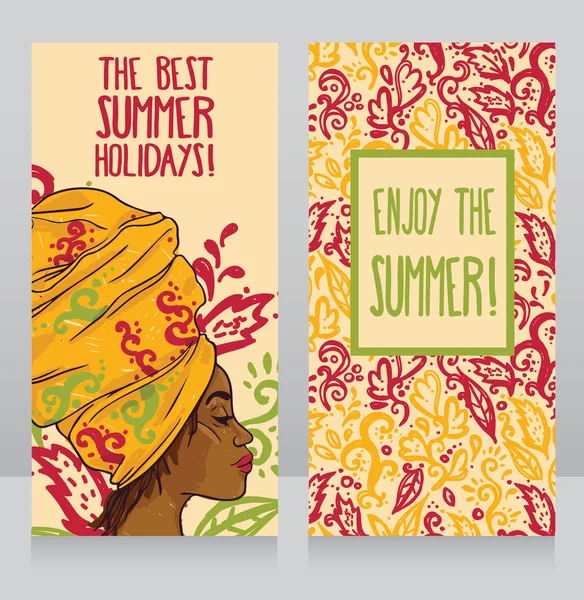 美丽的非洲裔美国老妇夏季聚会海报 — 图库矢量图片