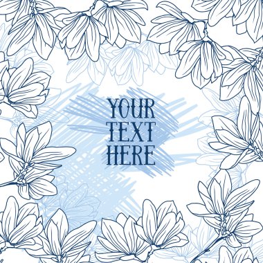 Manolya çiçek ve metin için yer ile güzel çerçeve