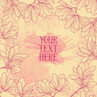 Manolya çiçek ve metin için yer ile güzel çerçeve