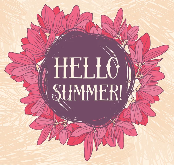 Beautiful "γειά σου καλοκαίρι" κάρτα — Διανυσματικό Αρχείο