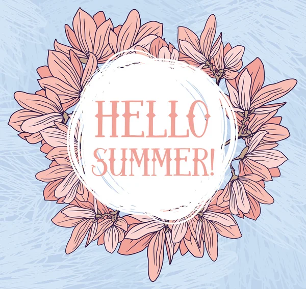 Hermosa tarjeta de "hola verano" — Vector de stock