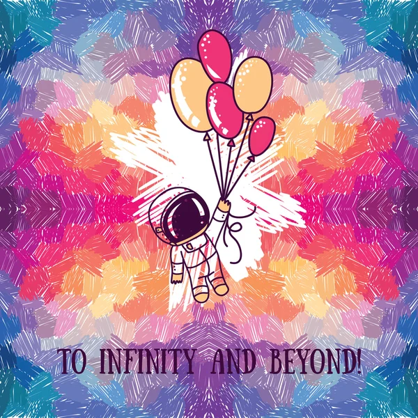 şirin doodle astronot balonları sanatsal arka plan üzerinde