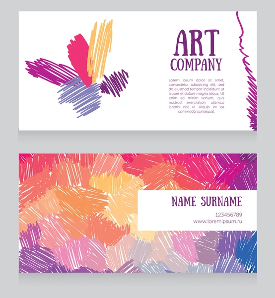 Business card template with colorful strokes — Stock Vector