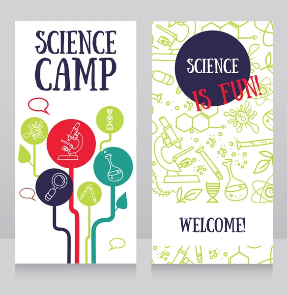 Modelo de cartões para acampamento de ciência —  Vetores de Stock