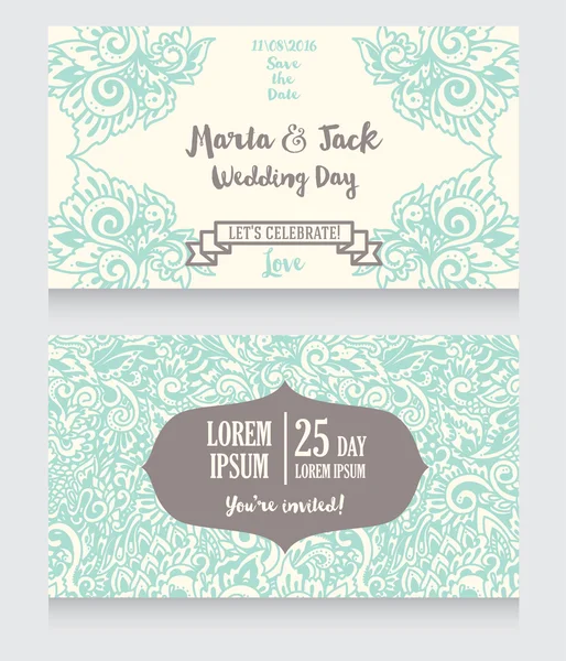 Plantilla para invitaciones de boda, hermoso ornamento abstracto — Archivo Imágenes Vectoriales