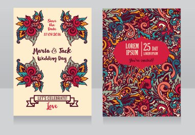 düğün davetiyeleri boho tarzı için şablon