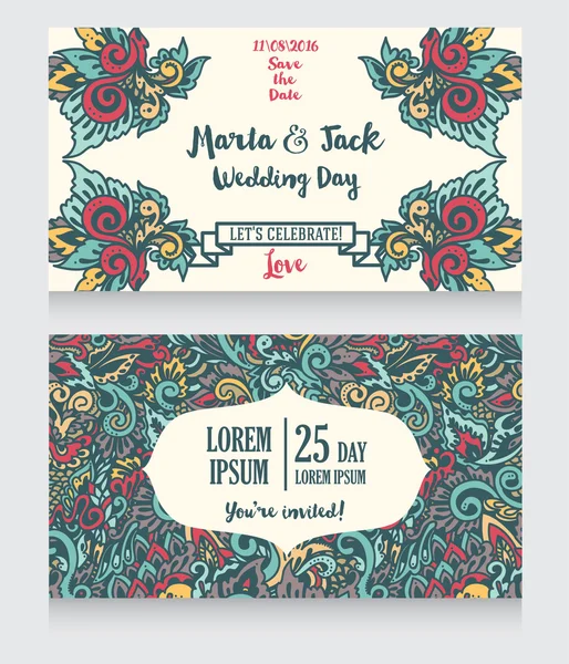 Template for wedding invitations in boho style — Stock Vector