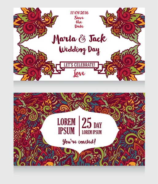 Plantilla para invitaciones de boda en estilo boho — Vector de stock