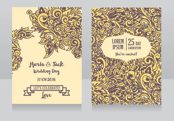 Plantilla para invitaciones de boda en estilo boho — Archivo Imágenes Vectoriales