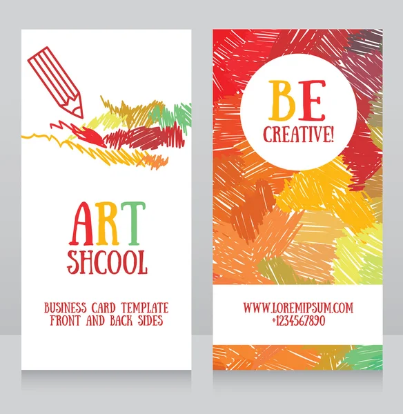 Business cards template for art school — Stock Vector