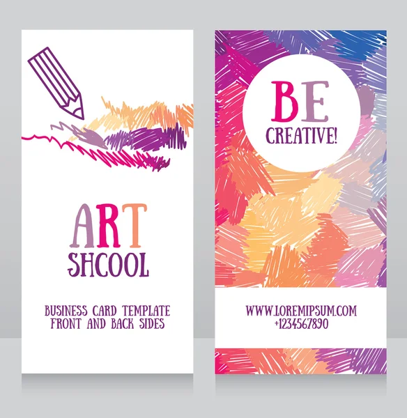 Business cards template for art school — Stock Vector