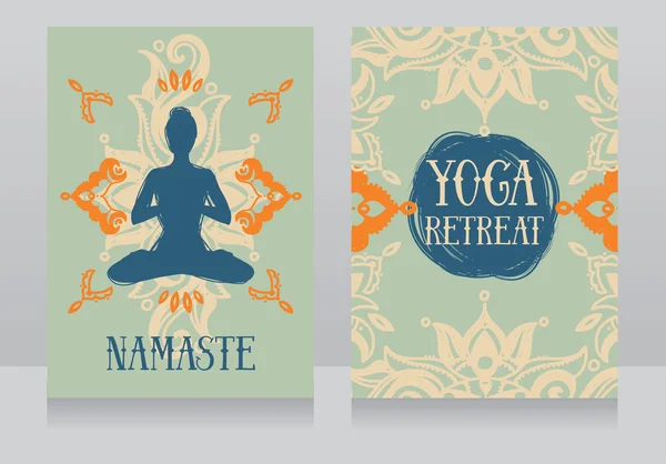 Modèle de cartes pour retraite de yoga ou studio de yoga — Image vectorielle