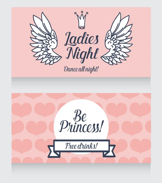 Cards for Ladies party, cute pink design — Stock Vector