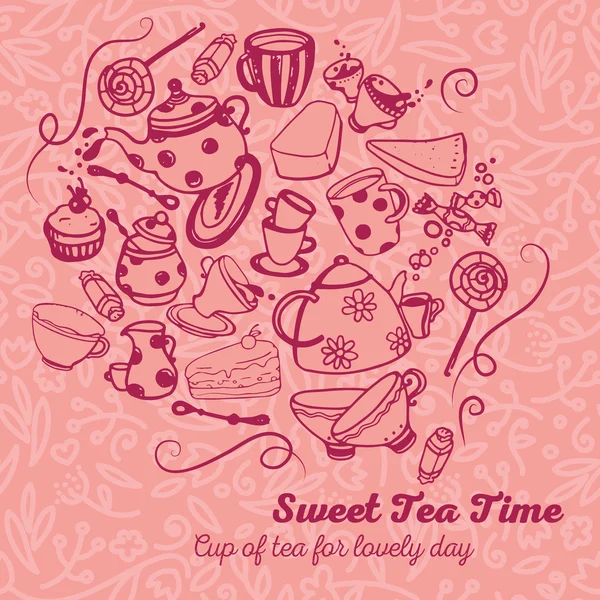 Cartaz bonito para teatime — Vetor de Stock