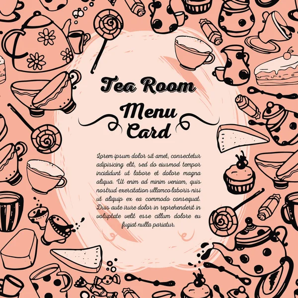 Carta menu carino per sala da tè — Vettoriale Stock