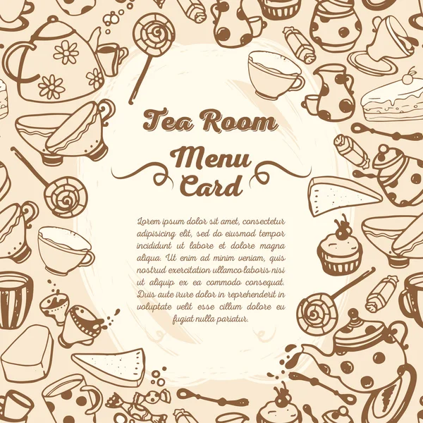 Cartão de menu bonito para sala de chá — Vetor de Stock