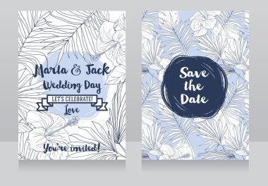 tropikal tarzı düğün davetiyeleri