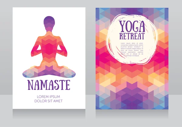 Kartları şablonu için yoga merkezine veya yoga stüdyosu — Stok Vektör