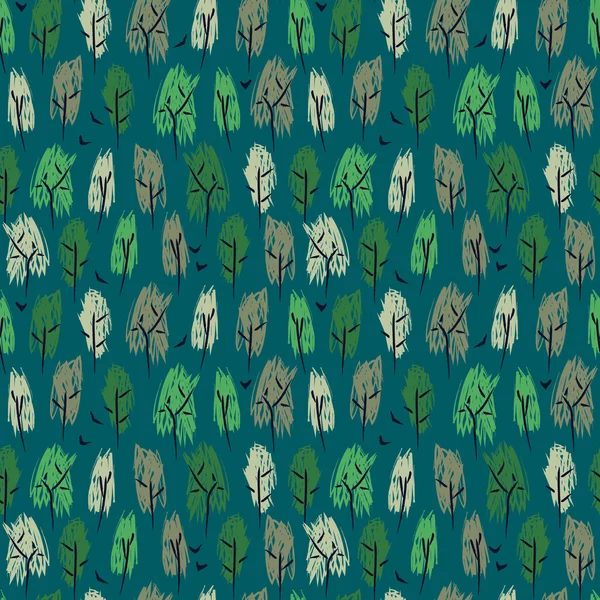 Χέρι συντάσσονται χωρίς συγκόλληση μοτίβο με τα φθινοπωρινά δέντρα — Διανυσματικό Αρχείο