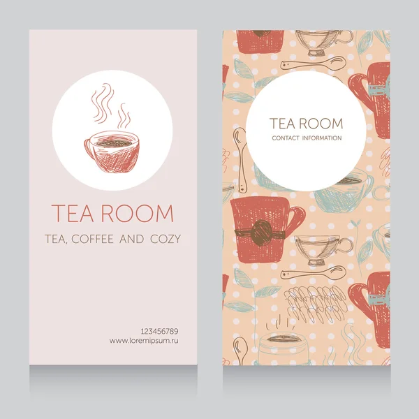 Modèle de carte de visite de salon de thé — Image vectorielle