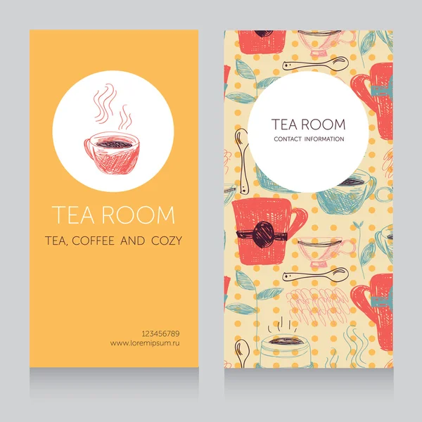 Tea room business card template — Stock Vector